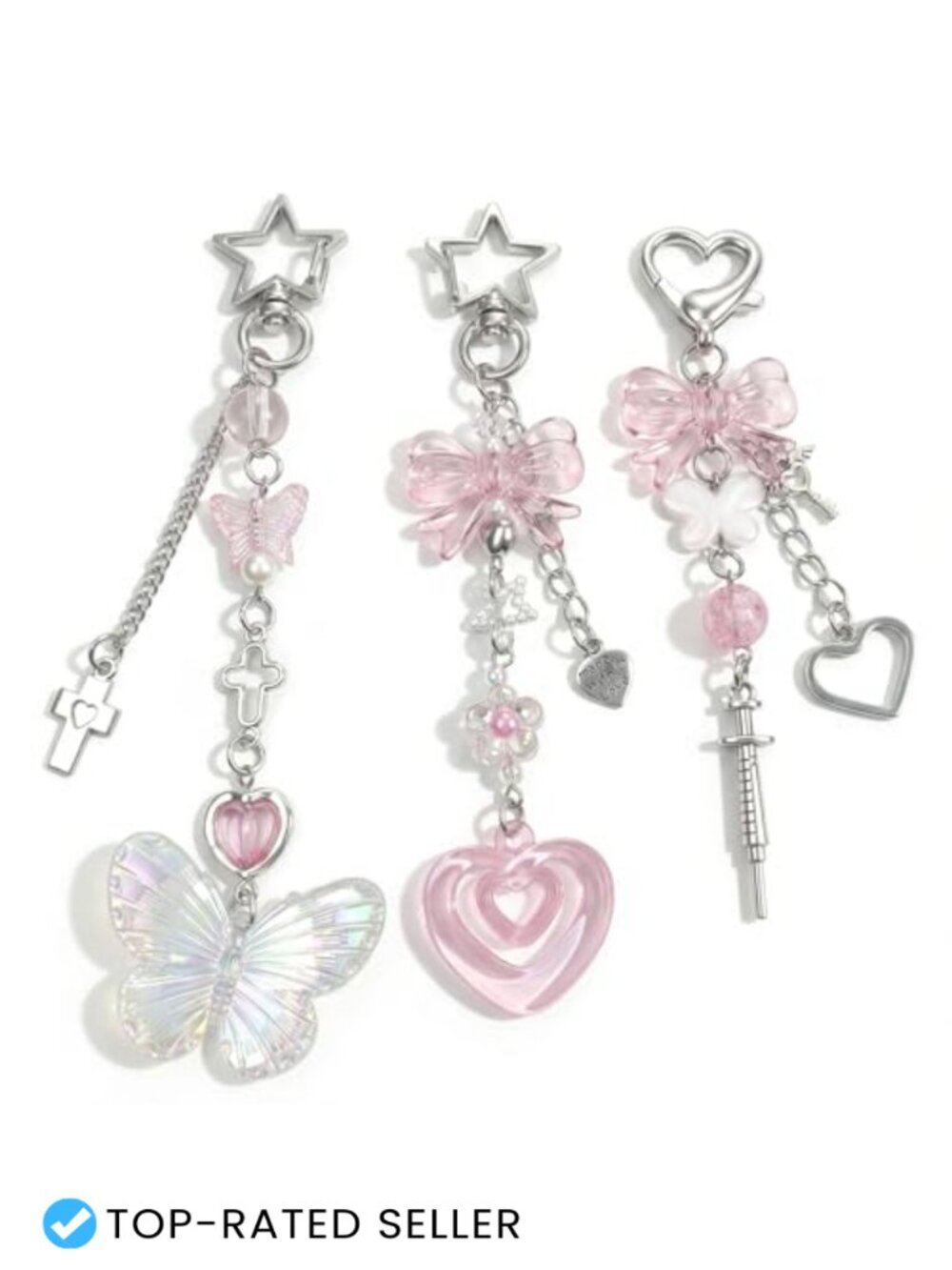 Y2K Aesthetic Keychain Charms Set Alloy Acrylic Bag Purse Car Accessories